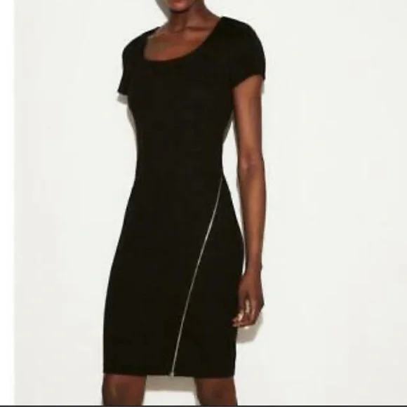 Express black midi dress with zipper detail. LIKE NEW
